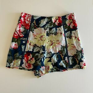 Minkpink Womens Multicolor Floral Elastic Waist Side Zip Casual Shorts Medium